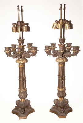 Lot 367 - Pair of Empire Style Parcel Gilt and Patinated-...