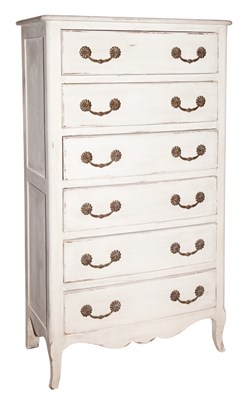 Lot 235 - Louis XV Style White Painted Wood Tall Chest...