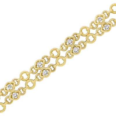 Lot 283 - Double Strand Gold and Diamond Bracelet