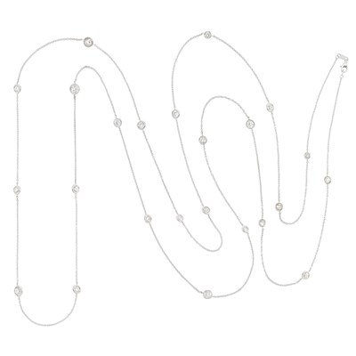 Lot 234 - Long Platinum and Diamond Chain Necklace