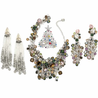 Lot 212 - Multicolored Glass and White Metal Necklace and Pendant Earrings, Daniel Swarovski