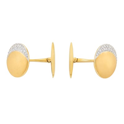 Lot 138 - Pair of Gold, Platinum and Diamond Cufflinks, Tiffany & Co.