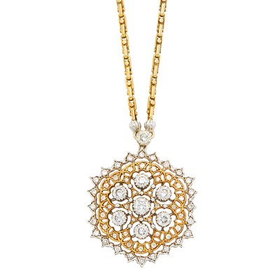 Lot 182 - Two-Color Gold and Diamond Pendant-Necklace, Buccellati