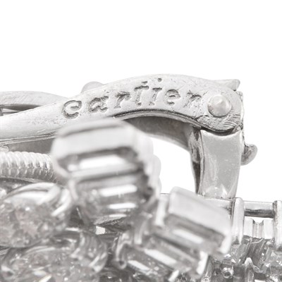Lot 300 - Pair of Platinum and Diamond Earclips, Cartier