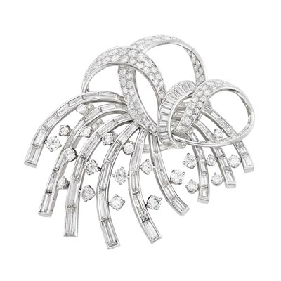 Lot 303 - Platinum and Diamond Clip-Brooch, Nadja Buckley
