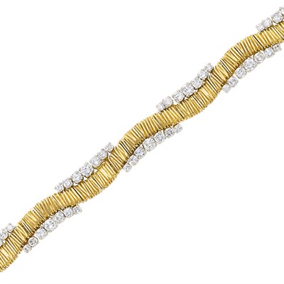 Lot 307 - Gold, Platinum and Diamond Bracelet, Oscar Heyman Bros.