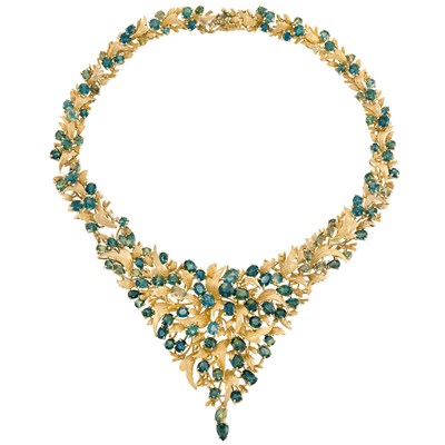 Lot 298 - Gold and Sapphire Bib Necklace