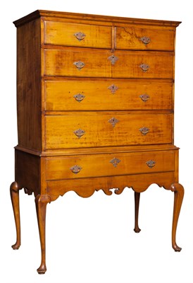 Lot 233 - Queen Anne Style Maple High Chest Height 56...