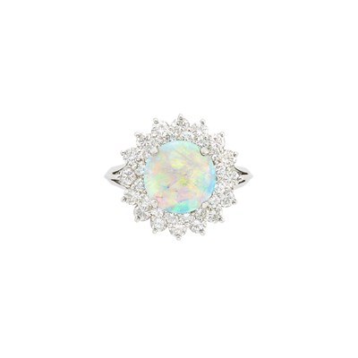 Lot 176 - Platinum, Opal and Diamond Ring