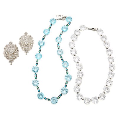 Lot 225 - Two Sterling Silver and White and Blue Glass, Bottega Venetta