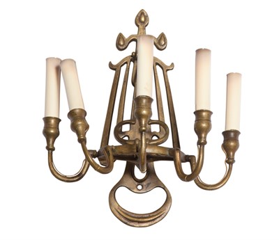 Lot 288 - Pair of Art Nouveau Style Brass Five-Light...