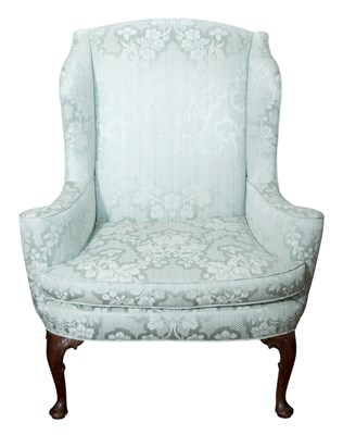 Lot 268 - George III Style Upholstered Mahogany Wing Chair