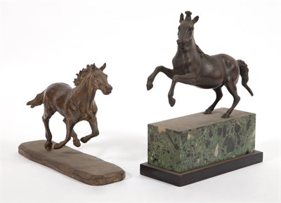 Lot 275 - Two Metal Figures of Horses Length of larger...
