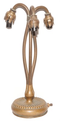 Lot 340 - Tiffany Studios Bronze Three-Light Lily Lamp...