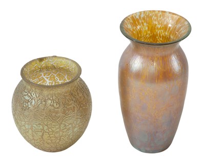 Lot 354 - Two Bohemian Iridescent Art Glass Vases Height...