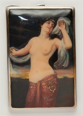 Lot 435 - Continental Silver and Enamel Erotic Cigarette...
