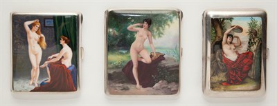 Lot 438 - Group of Three Silver and Enamel Erotic...