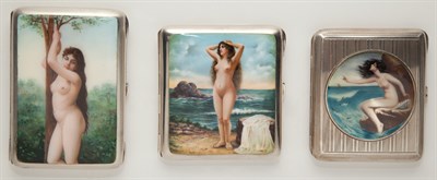 Lot 436 - Group of Three Silver and Enamel Cigarette...