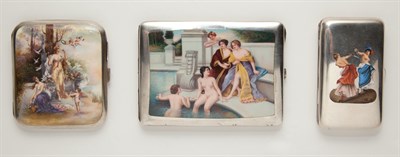 Lot 437 - Group of Three Silver and Enamel Cigarette...