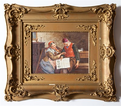 Lot 381 - Framed Painted Porcelain Plaque Height of...