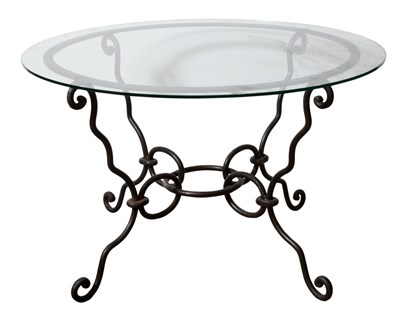 Lot 459 - French Iron and Glass Top Dining Table Height...
