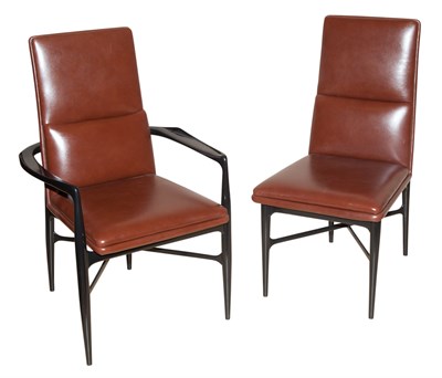 Lot 464 - Set of Eight Italian Style Upholstered Black...
