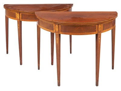 Lot 435 - Pair of George III Style Inlaid Mahogany...