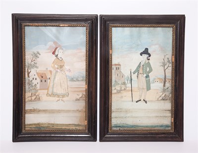 Lot 116 - Pair of Framed Découpage Portrait Paintings...