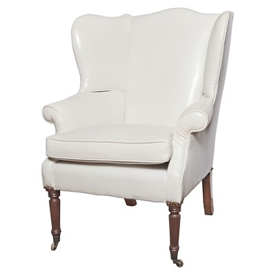 Lot 140 - Regency Faux Leather Upholstered Mahogany Wing...