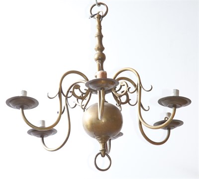 Lot 386 - Dutch Baroque Style Brass Six-Light Chandelier...