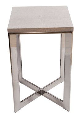 Lot 450 - Chromed Metal and Stained Wood End Table...
