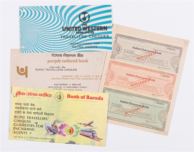 Lot 1087 - India Specimen Travellers Cheques Useful group...