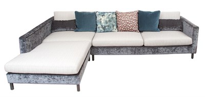 Lot 497 - Upholstered Steel Sectional Sofa Length 9 feet...