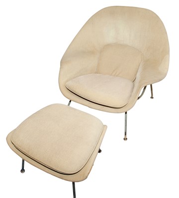 Lot 505 - Eero Saarinen Chromed Metal and Upholstered...