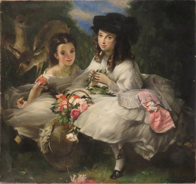 Lot 17 - Continental School 19th Century Two Girls with...