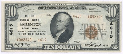 Lot 1112 - United States National Currency $10 Emlenton...
