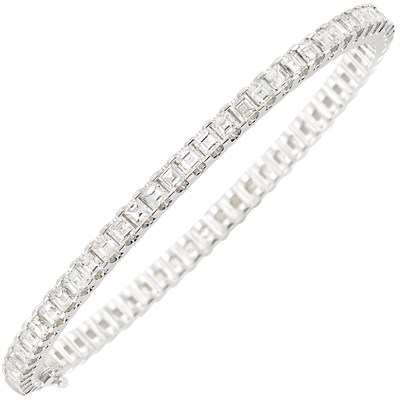 Lot 342 - White Gold and Diamond Bangle Bracelet