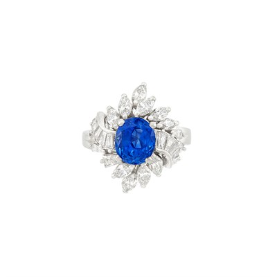 Lot 222 - Platinum, Sapphire and Diamond Ring