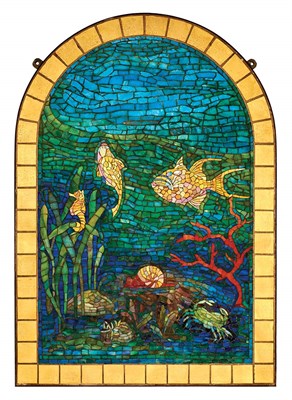 Lot 326 - Tiffany Studios Bronze Framed Favrile Glass...