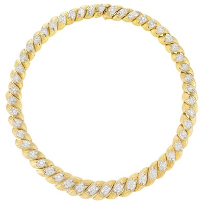 Lot 384 - Two-Color Gold and Diamond Necklace