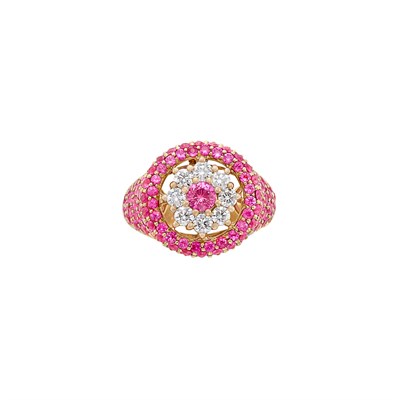 Lot 109 - Rose Gold, Pink Sapphire and Diamond Ring