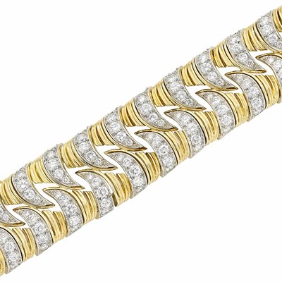 Lot 382 - Gold, Platinum and Diamond Bracelet, France
