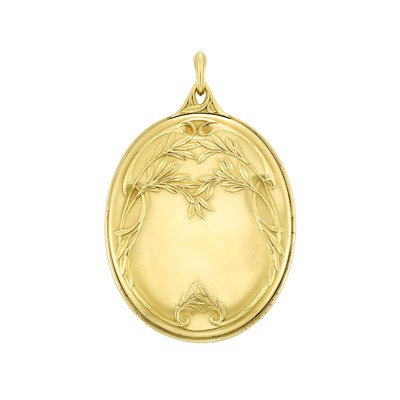 Lot 331 - Art Nouveau Gold, Silver and Diamond Locket-Pendant, Boucheron, France