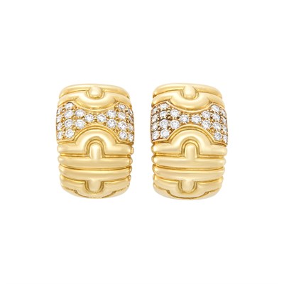 Lot 92 - Pair of Gold and Diamond 'Parentesi' Earrings, Bulgari