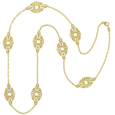 Lot 266 - Long Gold and Diamond Fancy Link Chain Necklace, Judith Ripka
