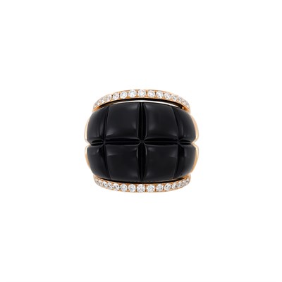 Lot 77 - Rose Gold, Black Onyx and Diamond Ring