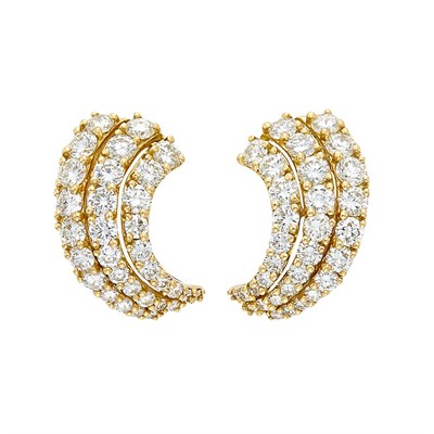 Lot 262 - Pair of Gold and Diamond Earclips, Tiffany & Co.