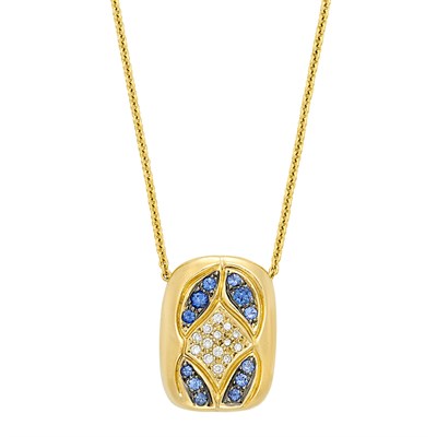 Lot 31 - Gold, Sapphire and Diamond Pendant-Necklace, Tenthio