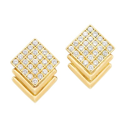 Lot 16 - Pair of Gold and Diamond Earclips