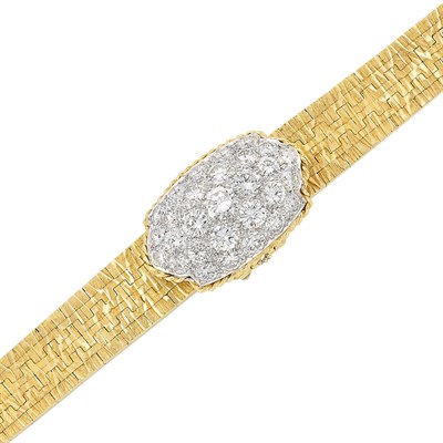 Lot 203 - Gold, Platinum and Diamond Bracelet-Watch, Corum, Retailed by Cartier